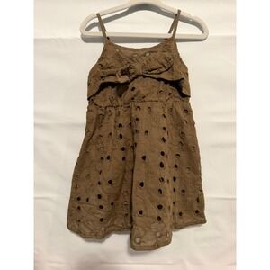 PatPat Toddler Girl Brown Eyelet Bow Dress NWT Size 2Y